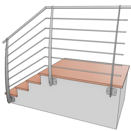 Garde corps terrasse acier design en kit 6 lisses à l'anglaise