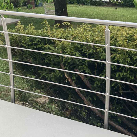 Garde corps de terrasse à 5 barres Design Pont de Bateau en Inox en kit à l'anglaise