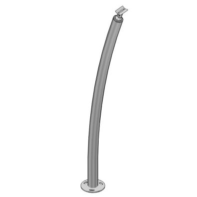 Poteau de rampe escalier extérieur cintré en inox 316, à la française