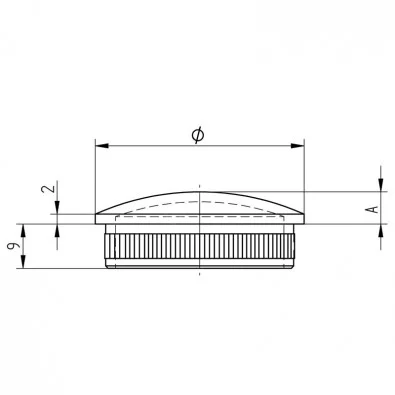 Bouchon moleté et bombé diamètre 48,3 mm en inox 304 brossé à frapper Bouchon moleté et bombé diamètre 48,3 mm en inox 304 brossé à frapper