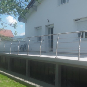 Garde corps de terrasse à 9 barres en inox Design Pont de Bateau à la française