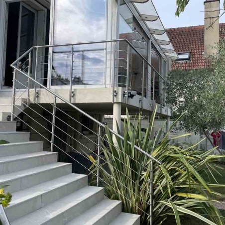 Garde corps terrasse, escalier,à câbles inox en kit extérieur ou intérieur, à l'anglaise