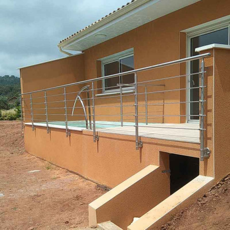 Garde corps inox en kit 5 barres à l'anglaise : rampe escalier, terrasse, balcon, mezzanine