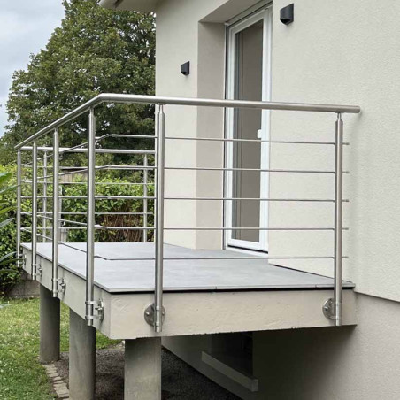Garde corps de terrasse à 5 barres en inox en kit à l'anglaise