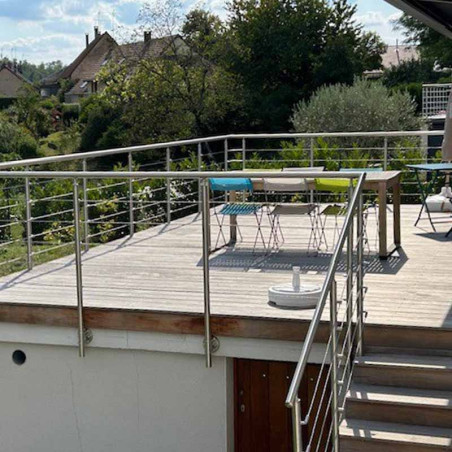 Barrière terrasse, escalier, à câbles inox en kit extérieur ou intérieur, à l'anglaise