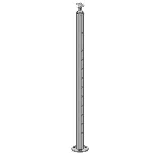 Poteau de milieu de garde corps inox 304 brossé remplissage 11 barres ø 12 mm