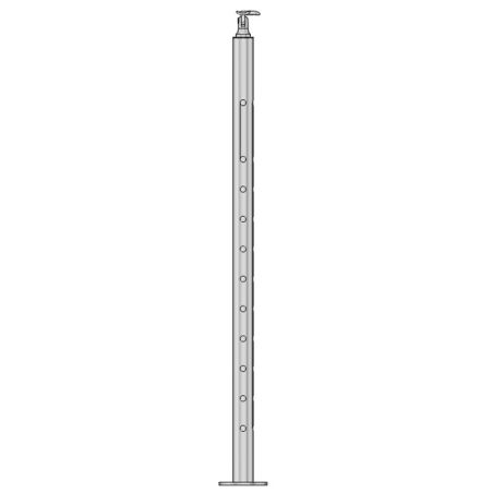 Vue du poteau d'angle à 90° de garde corps inox 316brossé remplissage 11 barres ø 12 mm