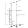 Plan coté 1 du poteau d'angle à 90° de garde corps inox 316brossé remplissage 11 barres ø 12 mm
