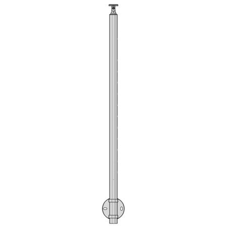 Vue de face du poteau de départ de garde corps inox 304 brossé remplissage 12 barres ø 12 mm à l'anglaise