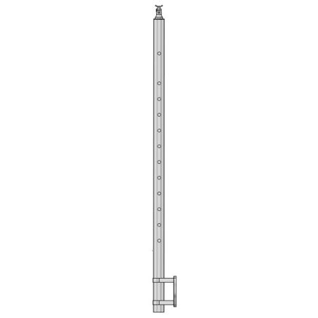 Vue de côté du poteau de départ de garde corps inox 304 brossé remplissage 12 barres ø 12 mm à l'anglaise