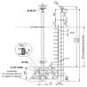 Plan coté 1 du poteau de départ de garde corps inox 316 brossé remplissage 12 barres ø 12 mm à l'anglaise