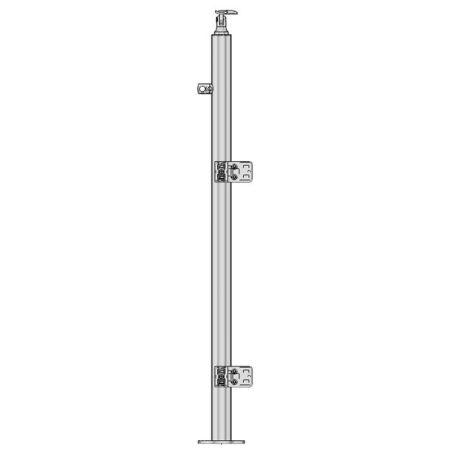 Vue de gauche du poteau d'angle à 90° pour garde-corps inox et verre, 316 brossé