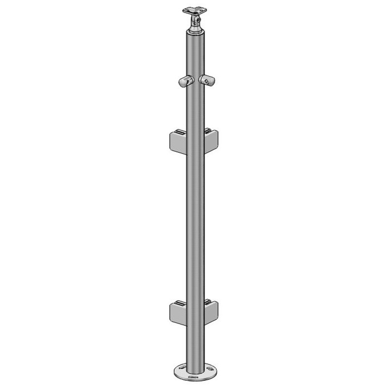Poteau d'angle à 90° pour garde-corps inox et verre, 316 brossé