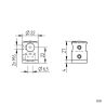 Plan coté du support de lisse ø 12 mm transversal inox 304 brossé pour support plat
