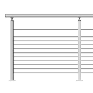 Garde corps de terrasse à 11 barres en inox en kit à la française