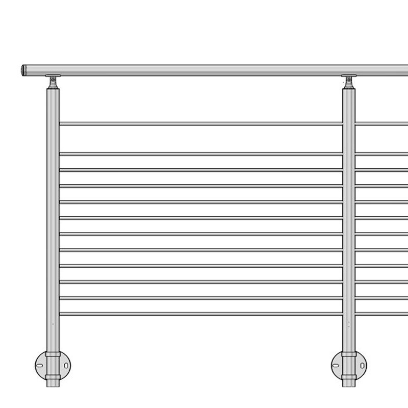 Garde corps de terrasse à 12 barres en inox en kit à l'anglaise