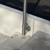 Photo de la platine du poteau de rampe escalier inox 316 avec BAGUE pose sur le côté à l'anglaise déport 45 mm