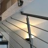 Exemple de départ au plafond avec la platine de départ articulée murale en inox 316 brossé diamètre 42,4 mm