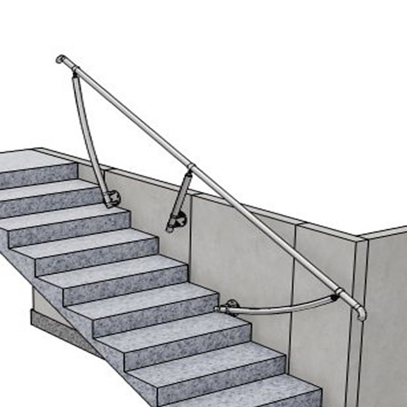 Rampe d'escalier design pour l'exterieur sur poteaux cintrés, en kit, en inox