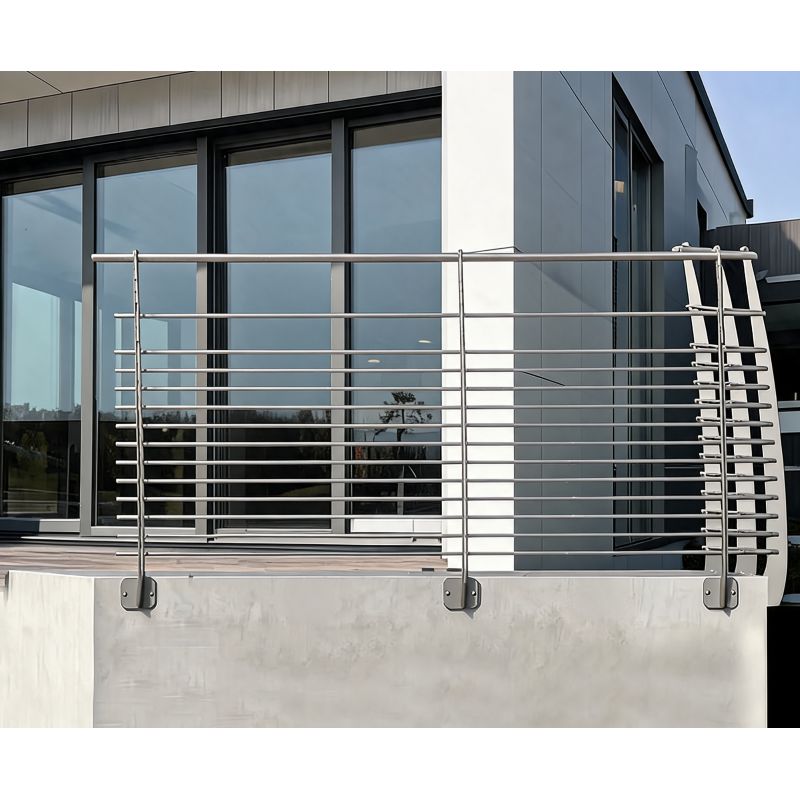 Photo 1 du garde corps acier à l'anglaise terrasse ou balcon design en kit avec 13 lisses et main courante