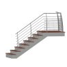 Vue 3D escalier et garde corps terrasse ou balcon acier design en kit avec 12 lisses et main courante