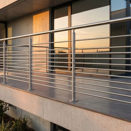Garde corps de terrasse à 11 barres en inox en kit à la française