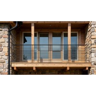 Garde corps terrasse ou balcon acier design en kit avec 12 lisses et main courante