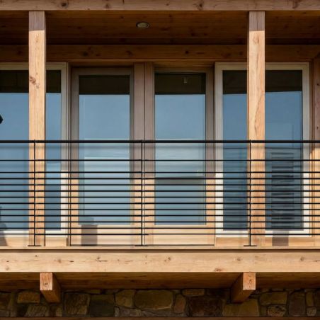 Garde corps terrasse ou balcon acier design en kit avec 12 lisses et main courante
