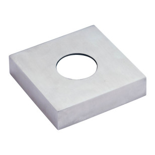 Cache-platine carré de côté 125 mm pour tube ø 48,3 mm inox 316 brossé