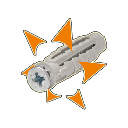 Cheville universelle matériaux pleins ou creux 6X30 mm avec collerette