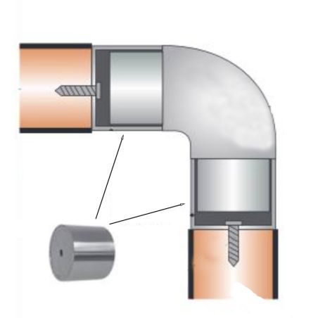 Connecteur pour mains courantes en bois diamètre 42mm