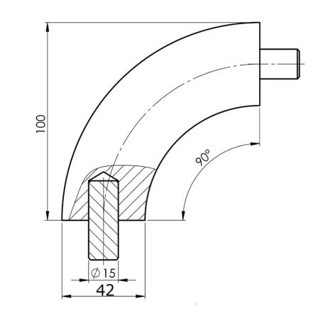 Coude à 90° en hêtre pour main courante bois diamètre 42 mm angle droit arrondi