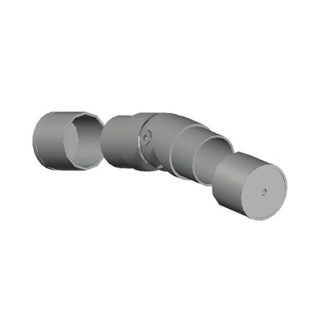 Vue éclatée du départ mural ou raccord orientable en inox pour mains courantes en bois diamètre 42mm