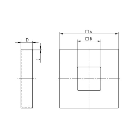 Cache-platine carré de côté 72 mm pour tube 30 x 30 mm inox 316 brossé