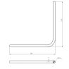 Plan coté du coude creux inox 316 brossé 250x250mm pour passage de câble diamètre 4 et 6mm dans les angles
