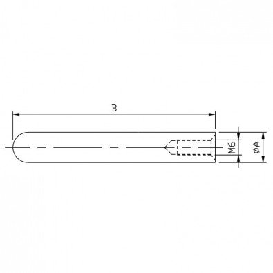 Tige 80 mm ø 12 mm taraudée M6 extrémité arrondie en inox 304 brossé. Tige 80 mm ø 12 mm taraudée M6 extrémité arrondie en inox 304 brossé.