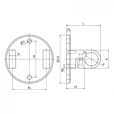 Platine de fixation latérale 2 colliers de poteau inox 316 ø 33,7 mm Platine de fixation latérale 2 colliers de poteau inox 316 ø 33,7 mm
