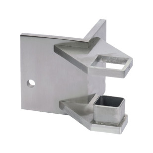 Platine de fixation tube carré 40x40,rectangulaire, d'angle saillant, inox 316