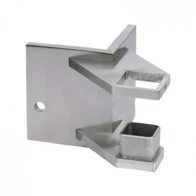 Platine de fixation tube carré 40x40,rectangulaire, d'angle saillant, inox 316