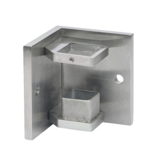 Platine de fixation tube carré 40x40,rectangulaire, d'angle rentrant, inox 316