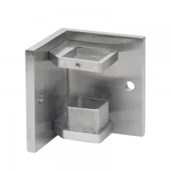 Platine de fixation tube carré 40x40,rectangulaire, d'angle rentrant, inox 316