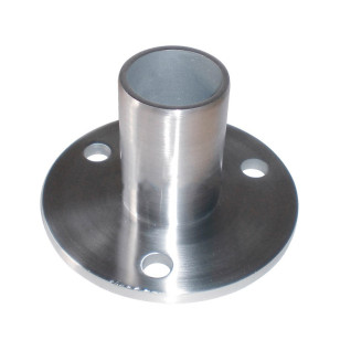 Platine de fixation de poteau garde corps à la française inox 316 brossé, trous ronds