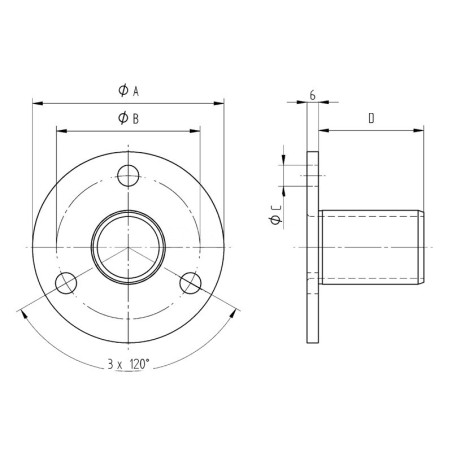 Platine de fixation pour tube rond 48,3 mm à la française inox 304, trous ronds