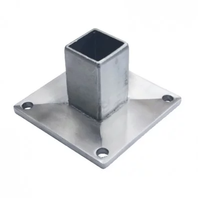 Platine de fixation pour tube carré 40 x 40 mm à la française inox 304 Platine de fixation pour tube carré 40 x 40 mm à la française inox 304