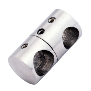 Support double ø 16/14 mm inox 316 brossé pour barreaudage vertical