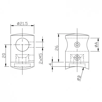 Support de lisse ø12 mm transversal pour tube ø42,4 mm inox 316 brossé Support de lisse ø12 mm transversal pour tube ø42,4 mm inox 316 brossé