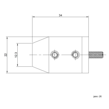 Support de lisse ø 12 mm en 2 parties sur support plat inox 316 brossé