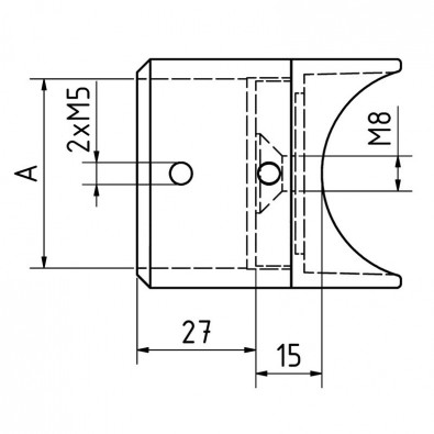 Support de barre ø33,7mm en 2 parties sur tube ø42,4mm inox 316 brossé Support de barre ø33,7mm en 2 parties sur tube ø42,4mm inox 316 brossé