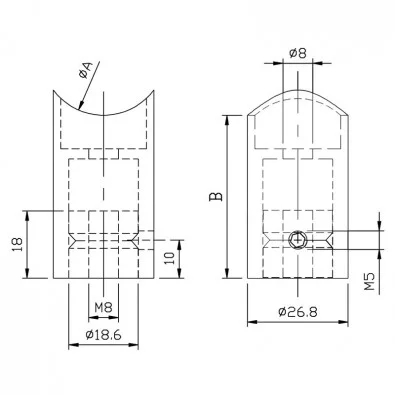 Entretoise 44 mm pour tube 42,4 mm et support plat en inox 316 brossé Entretoise 44 mm pour tube 42,4 mm et support plat en inox 316 brossé