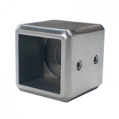 Support de barre 40/40mm en 2 parties sur support plat inox 316 brossé